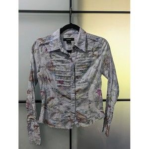 Express ruffle floral paisley button down shirt sz small vintage